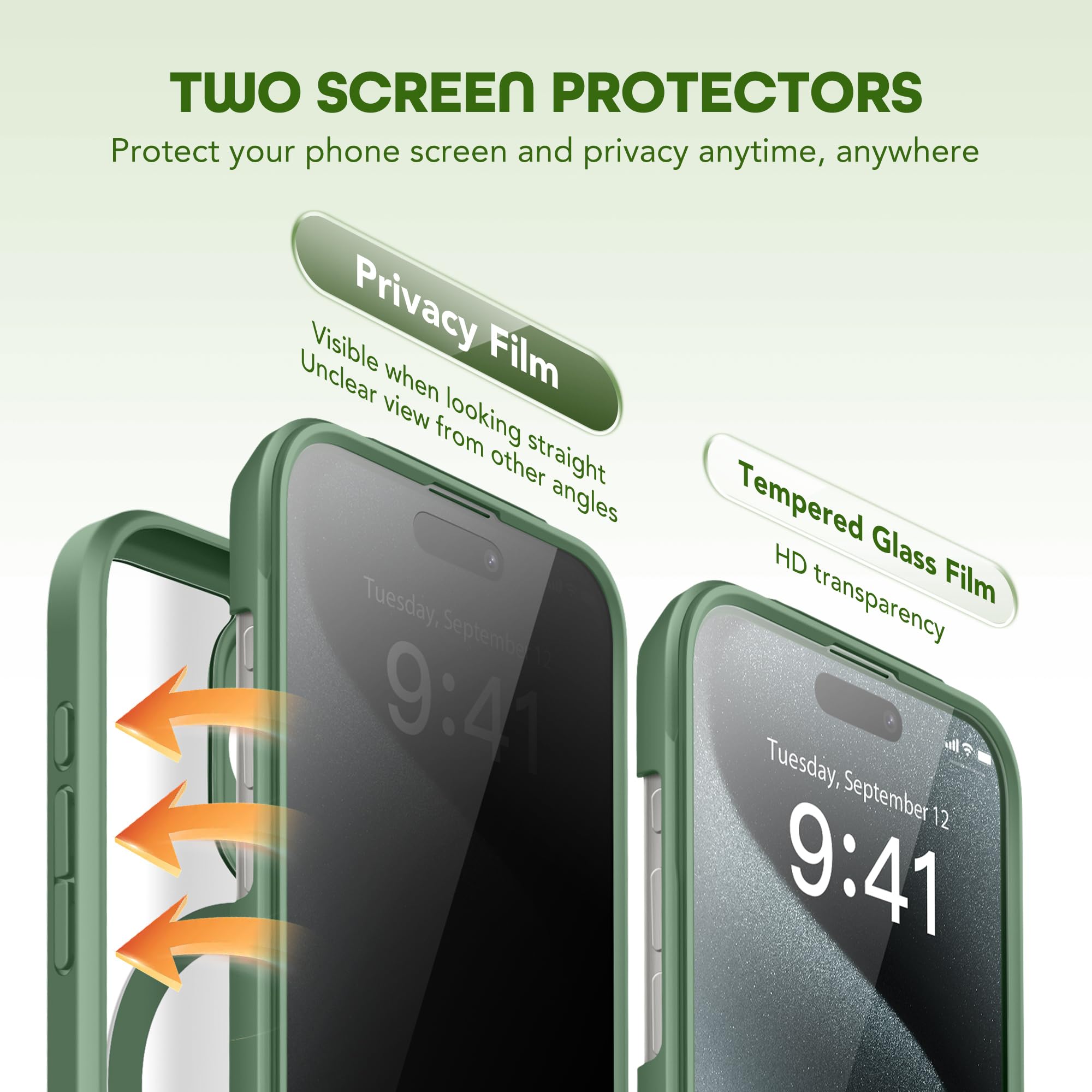 TIESZEN for iPhone 15 Pro Max Case, Compatible with MagSafe, Built-in Privacy Screen Protector and Camera Protection - Image 2