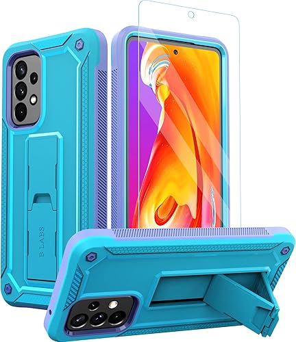 Miniatura 3 de Funda compatible con Samsung A53 5G, máxima protección contra caídas con protector de pantalla integrado y soporte (azul)
