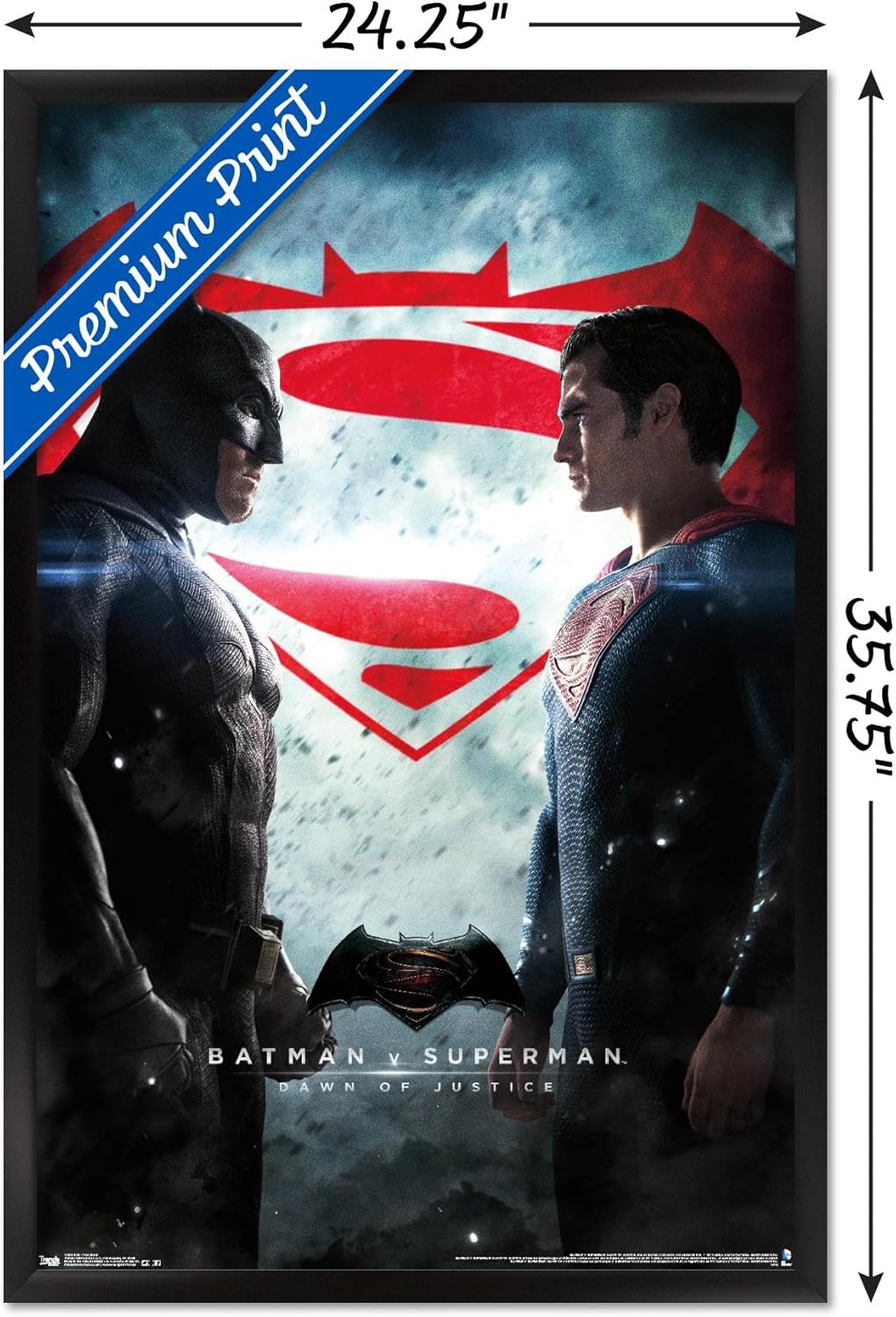 Trends International DC Comics Movie - Batman v Superman - One Sheet Wall Poster, 22.375" x 34", Black Framed Version