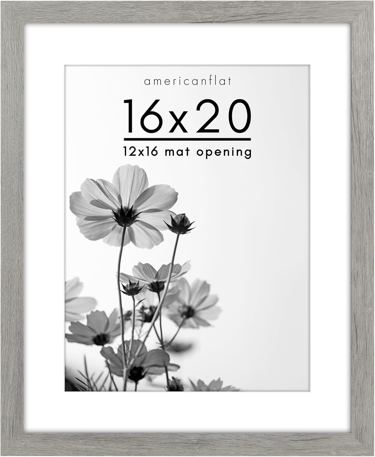 Americanflat 16x20 Picture Frame in Grey Wood Use as 12x16 Picture