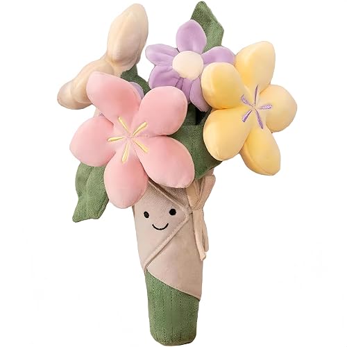 HUOZHI Cute Flower Plush Doll Stuffed Plant Plush Soft Flower Doll Cute Smiley face Huggable Takeover Toy Adult Sweet Gift for Boys and Girls, Pink (Classic, Quantity, 1)