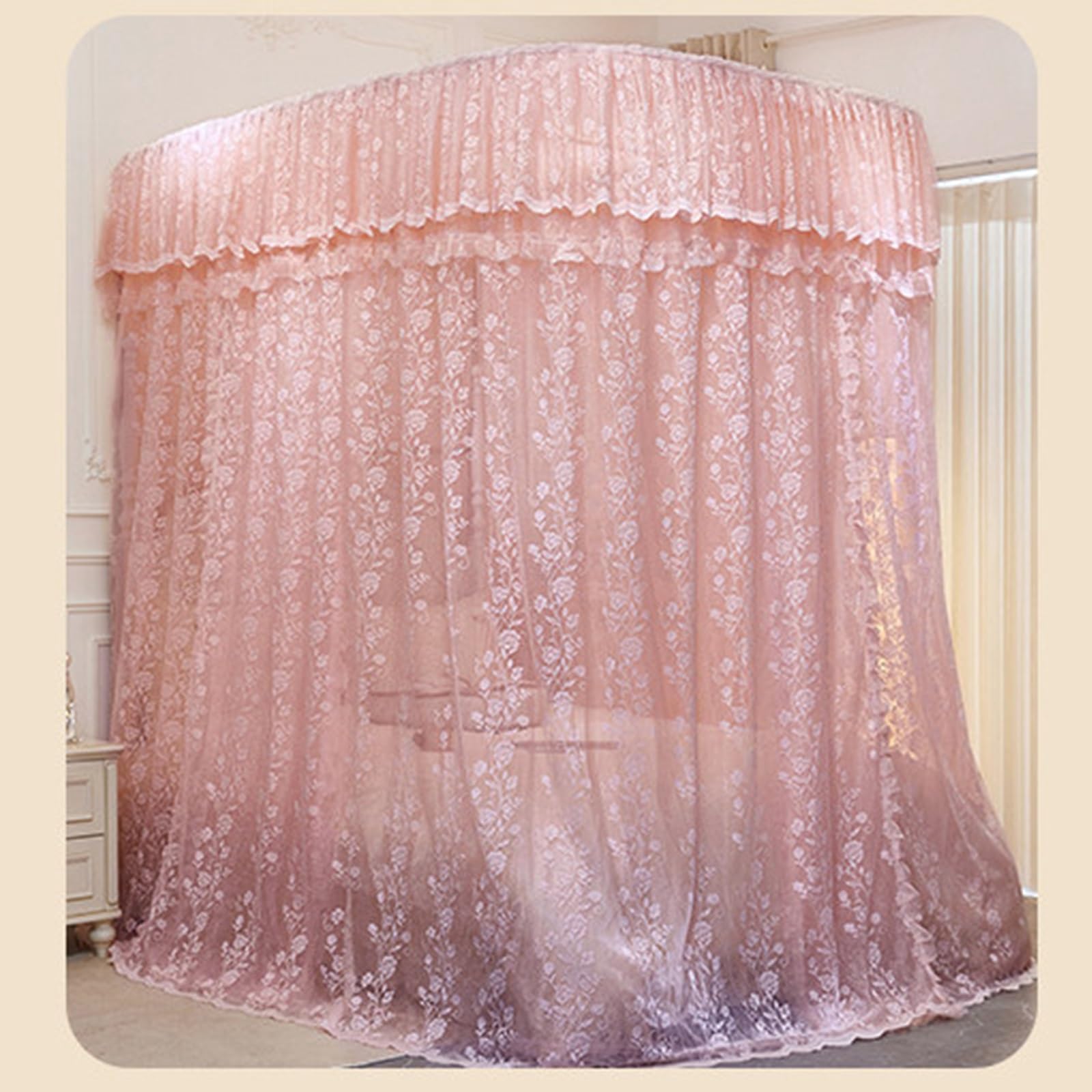 SARKEY Luxuriöses Bettmarkisennetz,4-Pfosten Prinzessinnen Betthimmel,Prinzessinnen-Betthimmel Mit Führungsschiene,Für Hochzeit,Schlafzimmer,Kinderzimmer,Dekoration(PK,150x200x210cm(59"x79"x83"))
