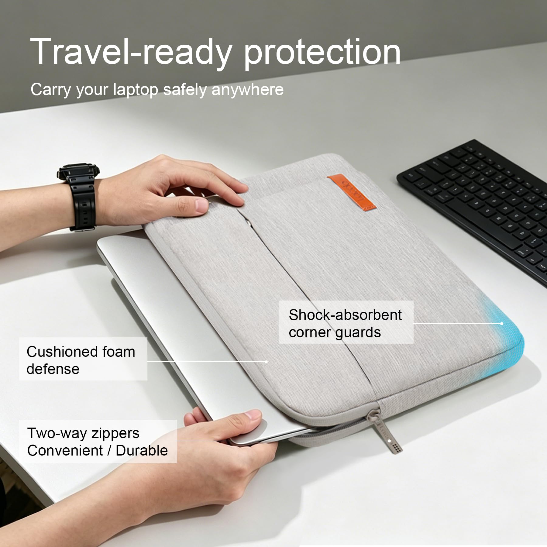 Lacdo Borsa Protettiva Custodia per 13 pollici Microsoft New Surface Pro 11th Copilot + PC, Surface Pro 10/9/8/X/7/6/5, 12.4 pollici Microsoft Surface Laptop Go 3/2/1, Grigio