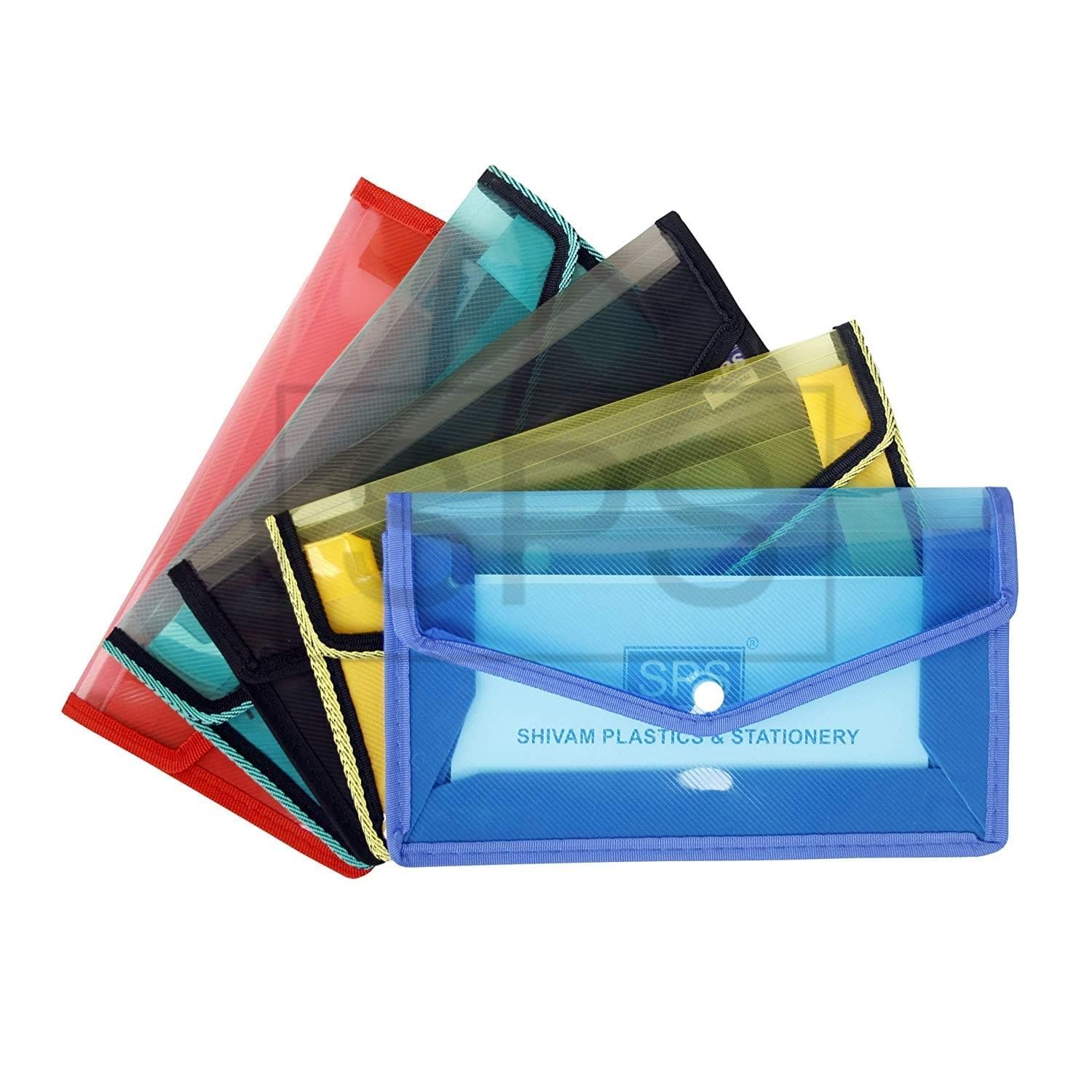 Patel Home, Plastic Button Bag, Cheque Book Holder, Document Holder, Passbook Holder, Multi-Coloured, Pack of 5-picture-32