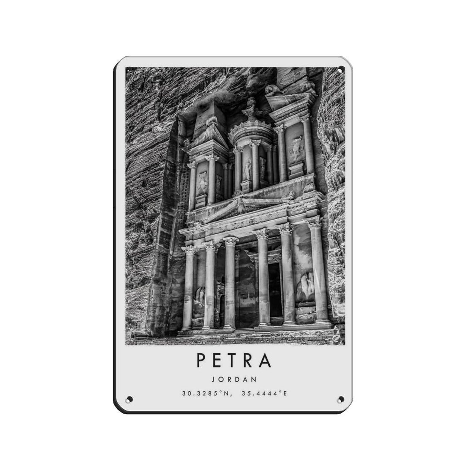Petra Travel, Jordan Poster（40） Retro Poster Metal Tin Sign Chic Art Retro Iron Painting Bar People Cave Cafe Family Garage Poster Wall Decoration 8x12inch(20x30cm)