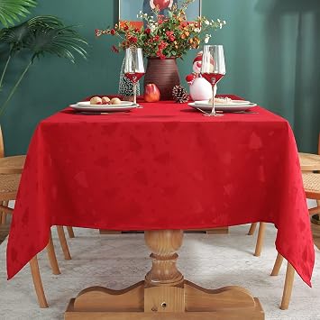 SASTYBALE Christmas Tablecloth Rectangle, Red Table Cloth, 52 x 70