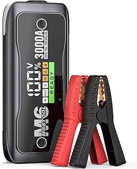 M6 Car Jump Starter 3000A, 12V Portable Battery Booster with LED Display, Fits Up to 10.0L Gas and 8.0L Diesel Engines