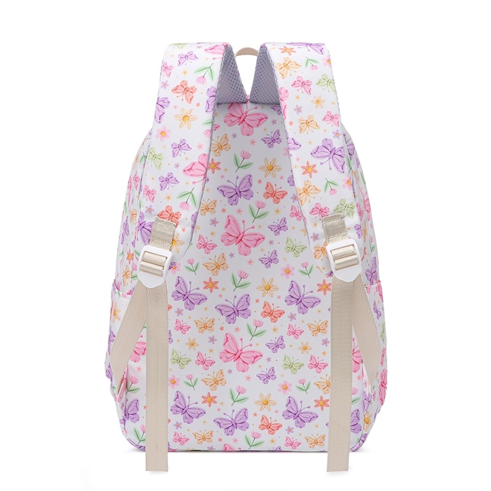 Zaino da Viaggio 3 in 1 Colorato Farfalla-Floreale Stampa Set Scolastico con Borsa Pranzo E A Matita per Ragazze Adolescenti