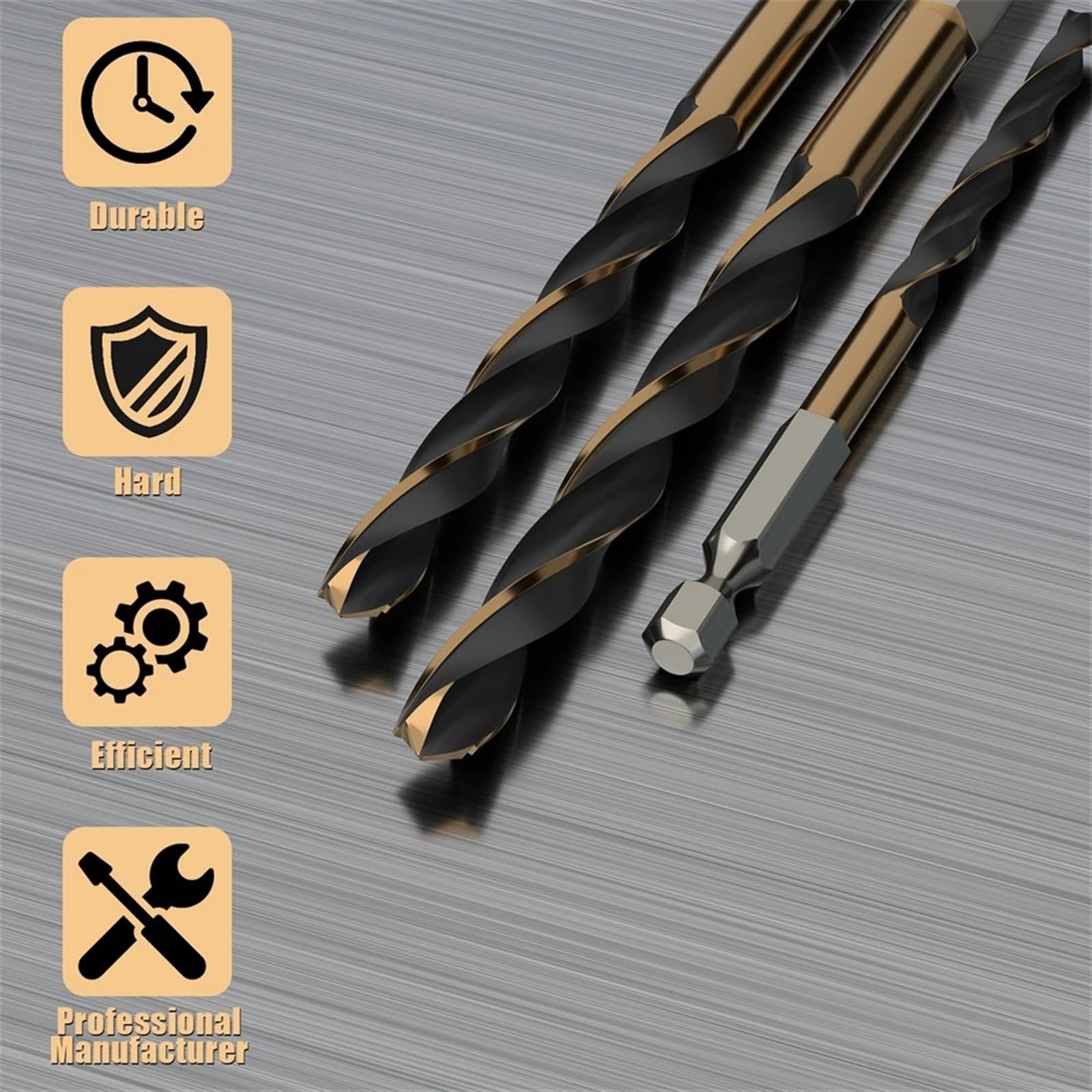 Ensemble de 15 forets hélicoïdaux 1,5 à 6, mm, Grande Vitesse, en Cobalt, for Le perçage Trous et Carottes, Outils Travail du Bois Double vis, hexagonaux