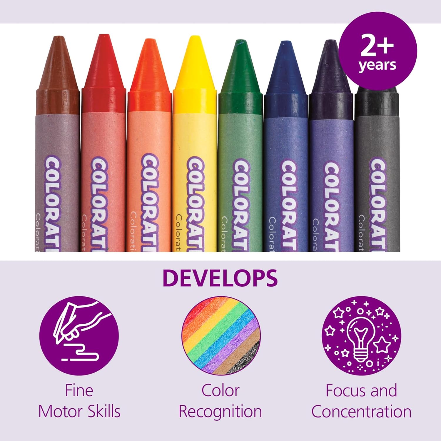 Colorations Extra Large Crayons - Non-Toxic, Set of 200, 8 Colors, Each 4-1/2"L x 1/2"D - School Bulk Supplies