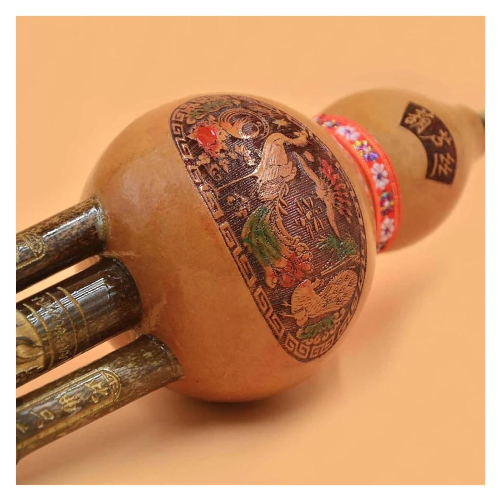 Holzwerkzeuge Nationalinstrumente Hulusi-Flöte, handgefertigt, Tonart C, chinesische Hulusi-Kürbis-Cucurbit-Flöte, ethnisches Blasinstrument mit Etui