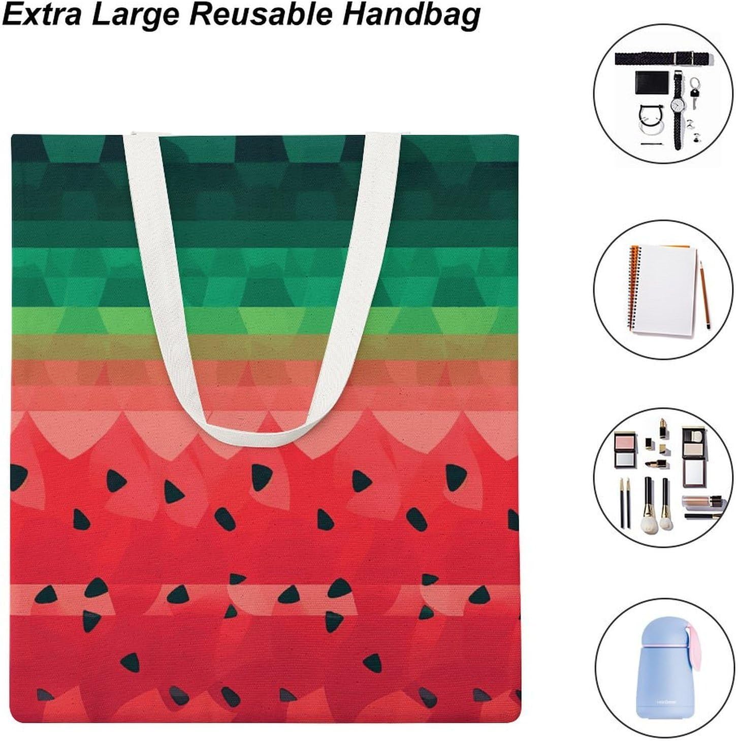 Canvas Tote Bag 16x15 In Lightweight Foldable Shoulder Hobo Purse | Gradient Watermelon, Casual Tote with 10" Strap, Everyday Carryall, for Travel Work Grocery Shopping Beach Mark Gym Yoga