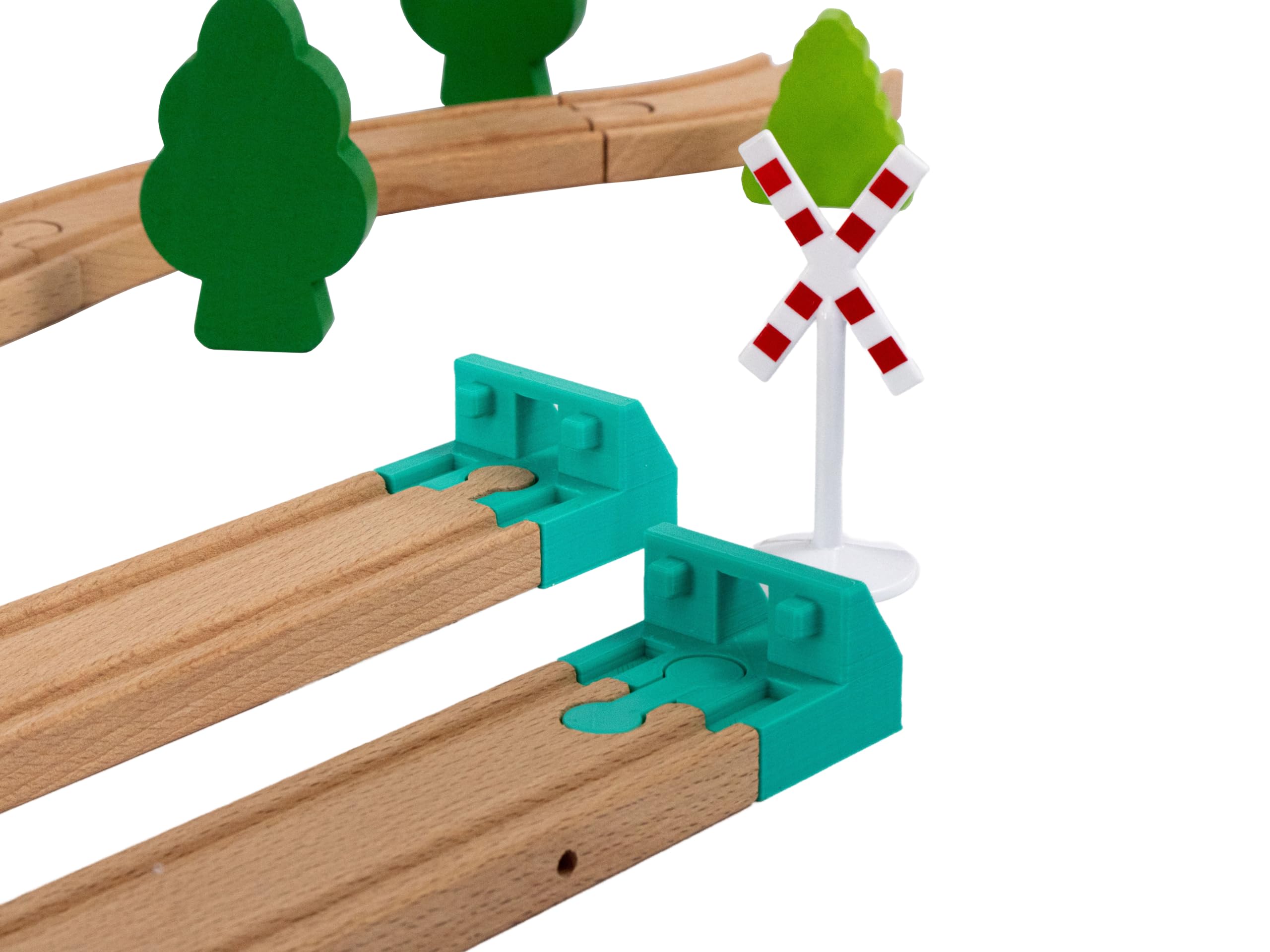 Briocks - Set of 2 Wooden Train Circuit Stoppers - Compatible with BRIO, Thomas, Lillabo, IKEA, Melissa & Doug, Oxybul, Playtive and many more!