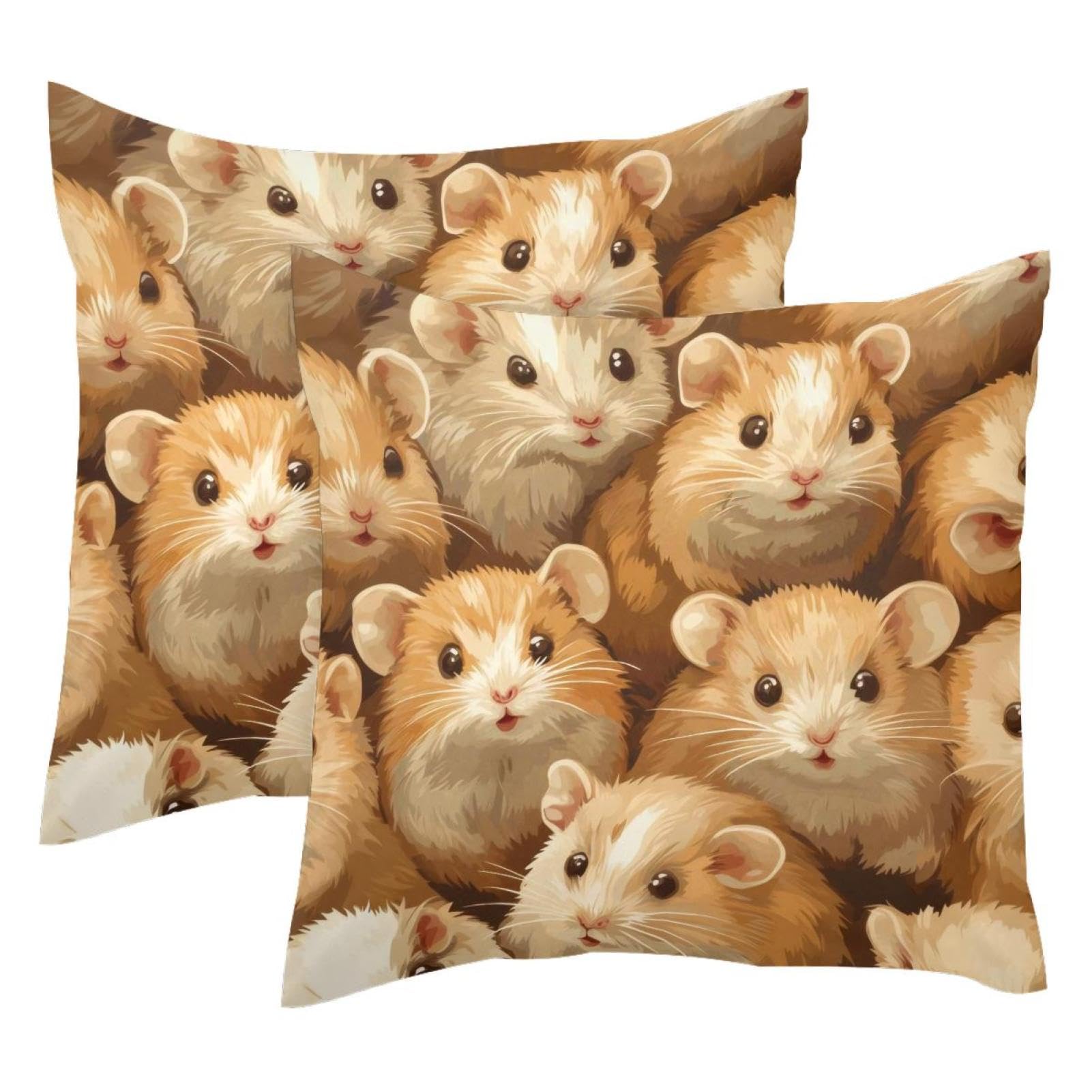 Housse de coussin velours motif hamster au design premium et finitions sans couture cachée