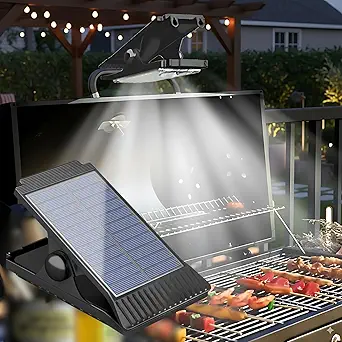XYRIS Grill Lights for Outdoor Grill, Super Bright Clip On Solar Light Outdoor 60 LED – Solar Powered Security Lights for Chicken Coop, Chain Link Fence, Garden, Camping, Patio Umbrella, RV (1 Pack)