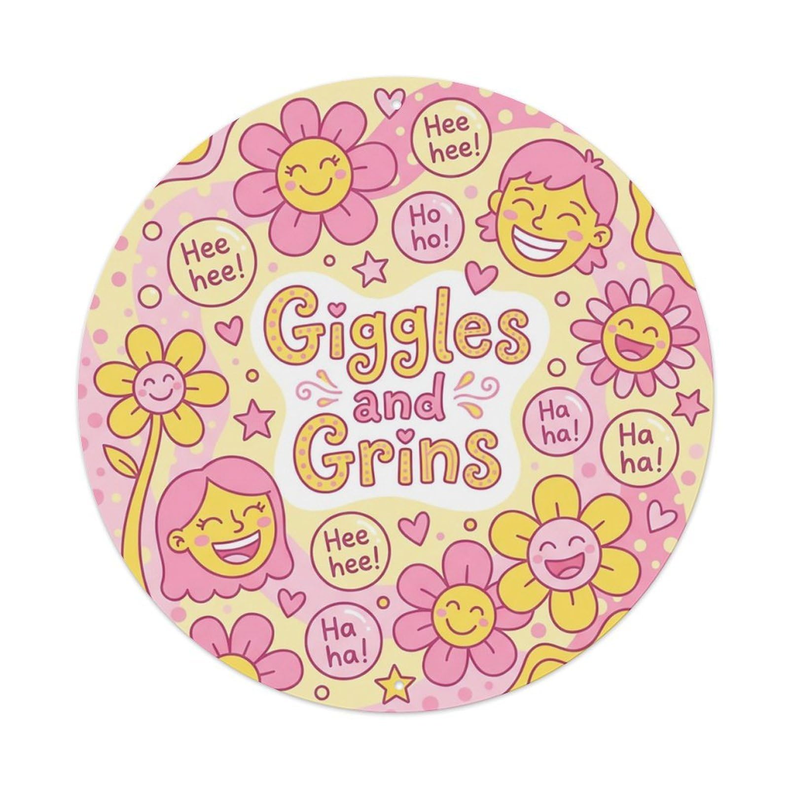 Whimsical She Shed Floral Giggles And Grins Metal Tin Sign