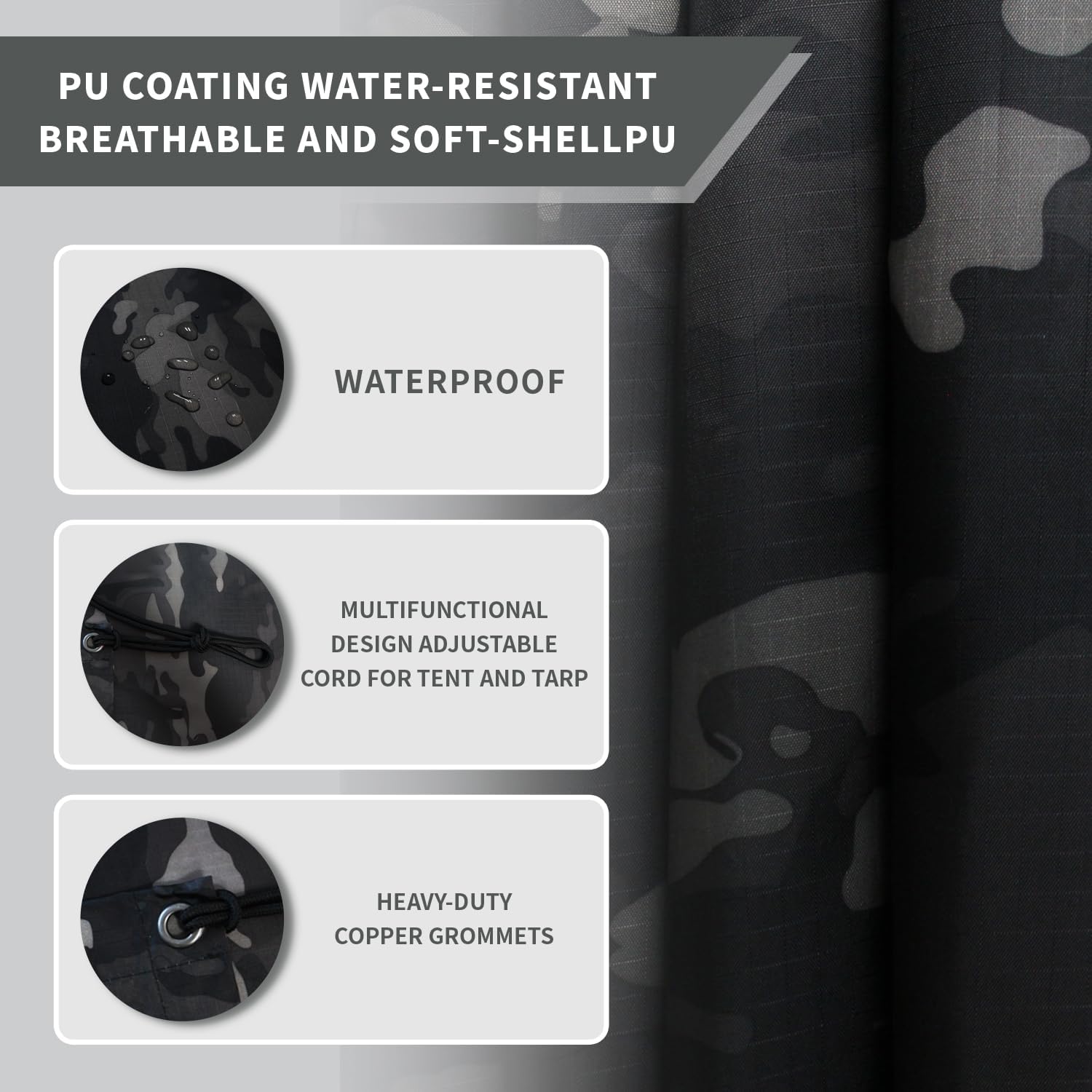 WINWAY Military Style Poncho Multi Use Rip-Stop Camouflage Raincoat