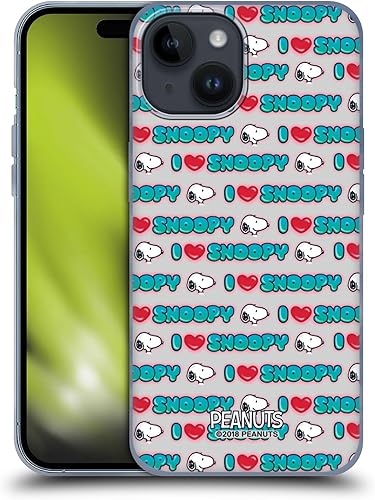Head Case Designs Officially Licensed Peanuts I Love Pattern Snoopy Boardwalk Airbrush Soft Gel Case Compatible with Apple iPhone 15