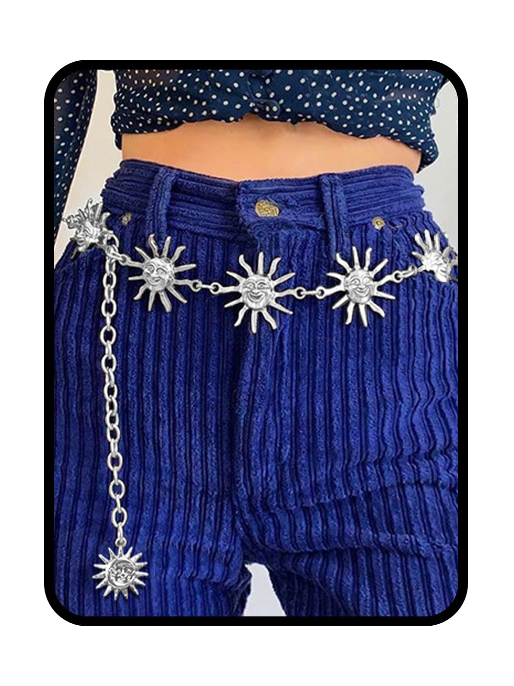 Navoky Moon Star Metal Waist Chain Sun Pendant Belly Belt Body Chains Jewelry Accessories for Women and Girls