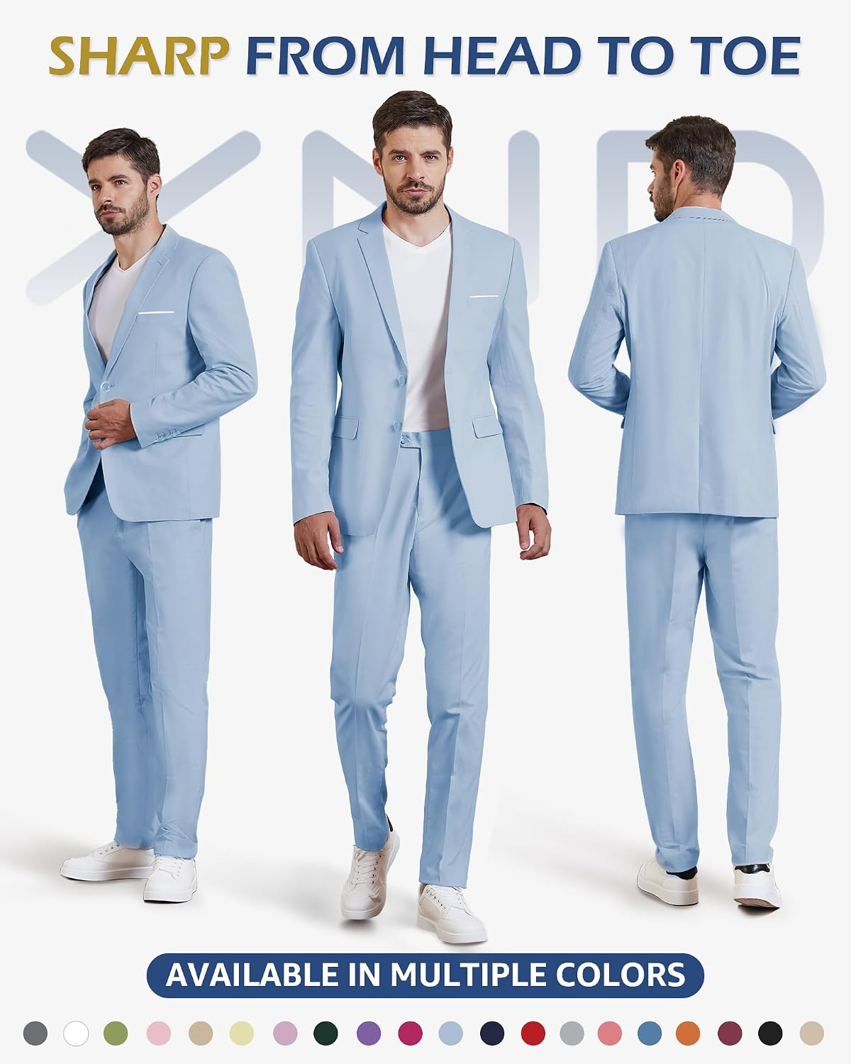 YND Men's Slim Fit Two Buttons Linen Business Blazer, Sport Coat Lightweight Business Daily Coat