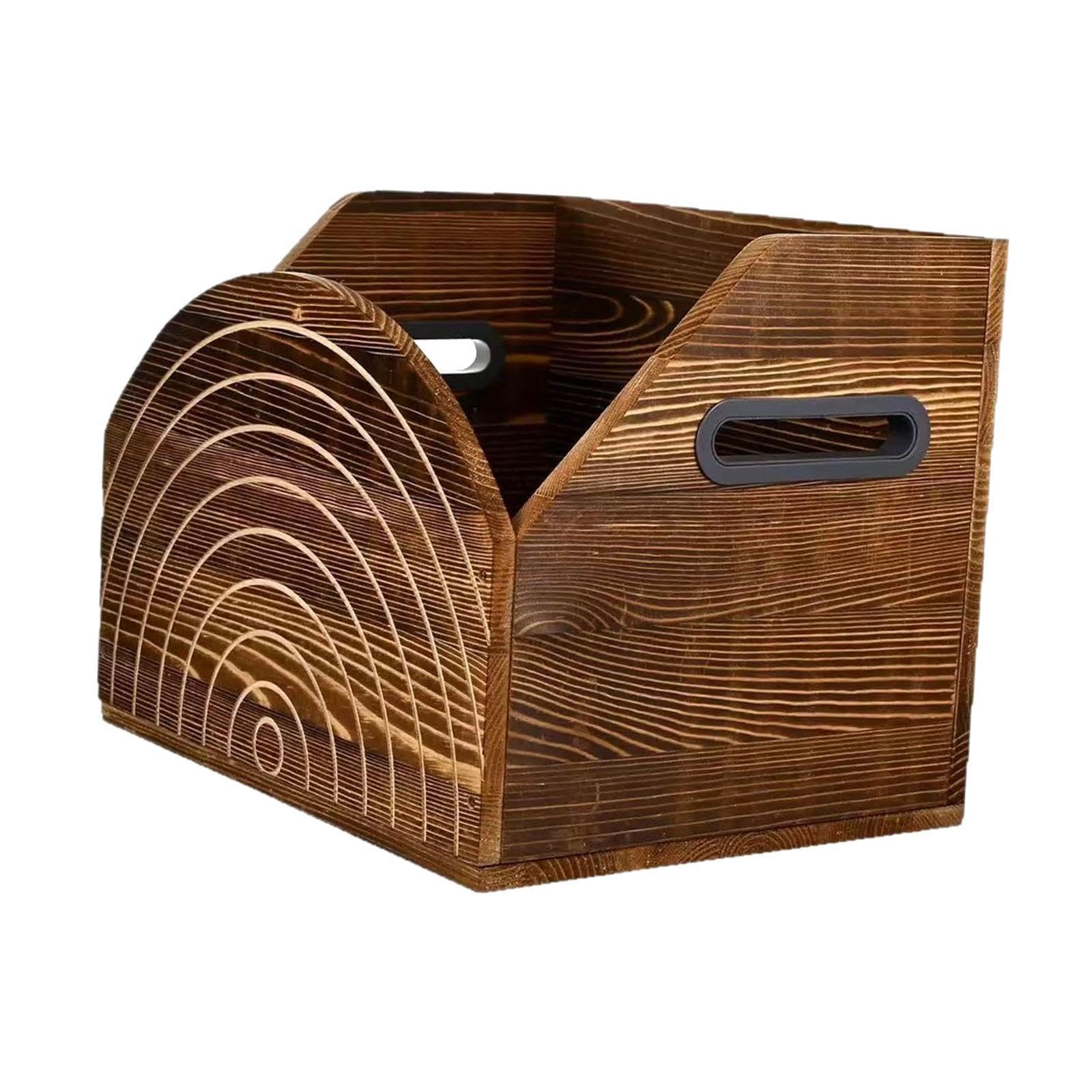 Porta Dischi in Vinile, Cubo Porta Album in Legno, Multiuso, Da Tavolo