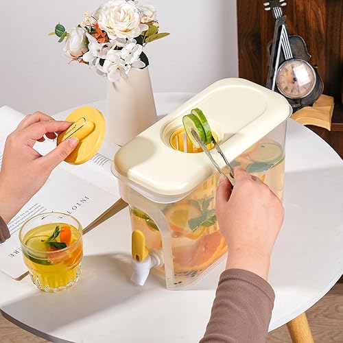 Miniatura 5 de Dispensador de bebidas de 1 galón para refrigerador, recipiente de agua con espiga, dispensador de agua de galón mejorado, jarra de té helado para