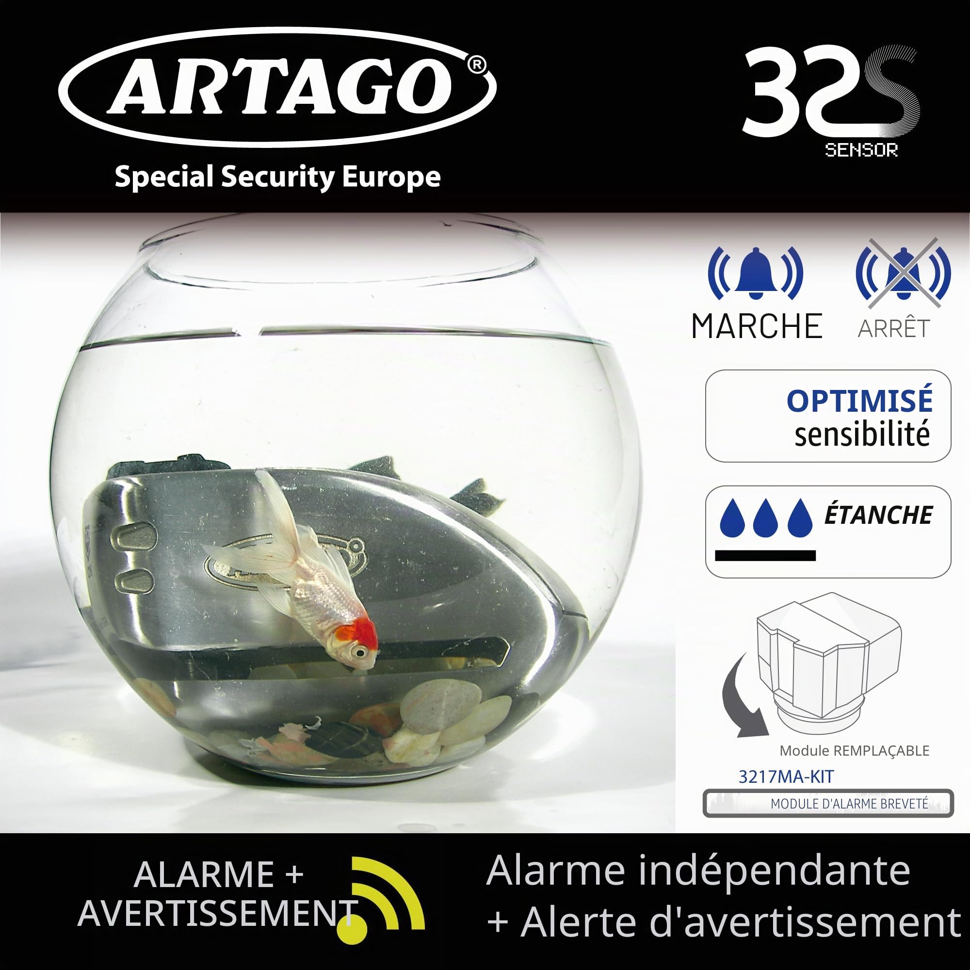 Artago 32S2 Pack Antivol Bloque-Disque avec Alarme 120db Haute Sécurité + Support pour Yamaha MT-07 et Tracer 700, Homologué SRA, Acier