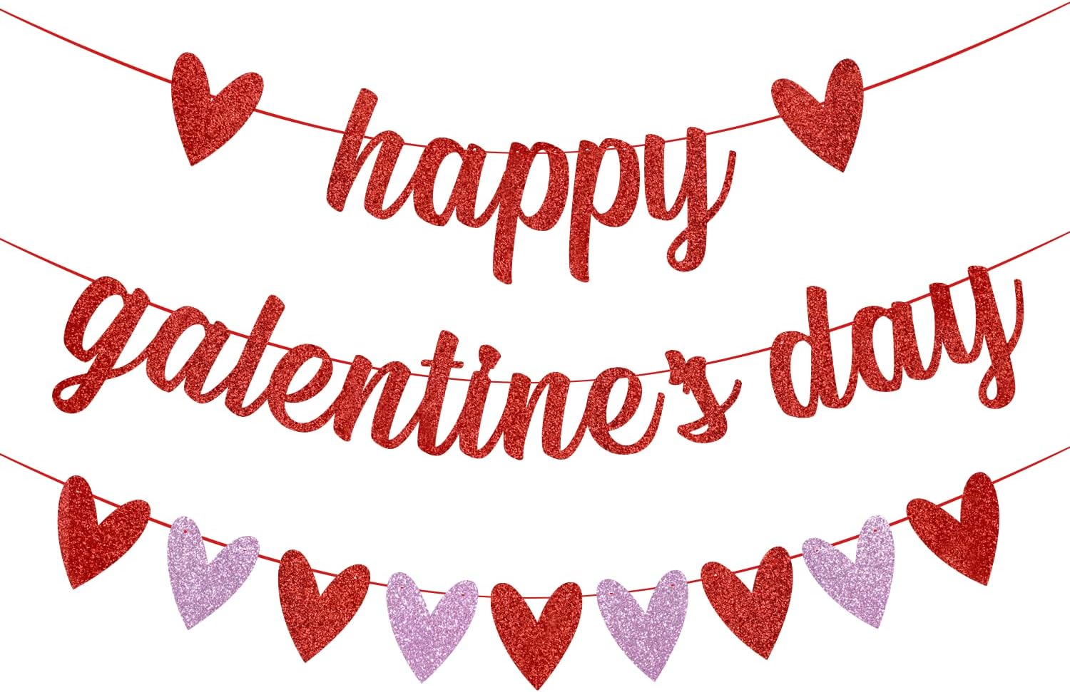 Galentine's Day Banner - Red Heart Felt Garland Banner - Happy Galentines Day Decorations - Valentine's Dating Banners - Party Supplies