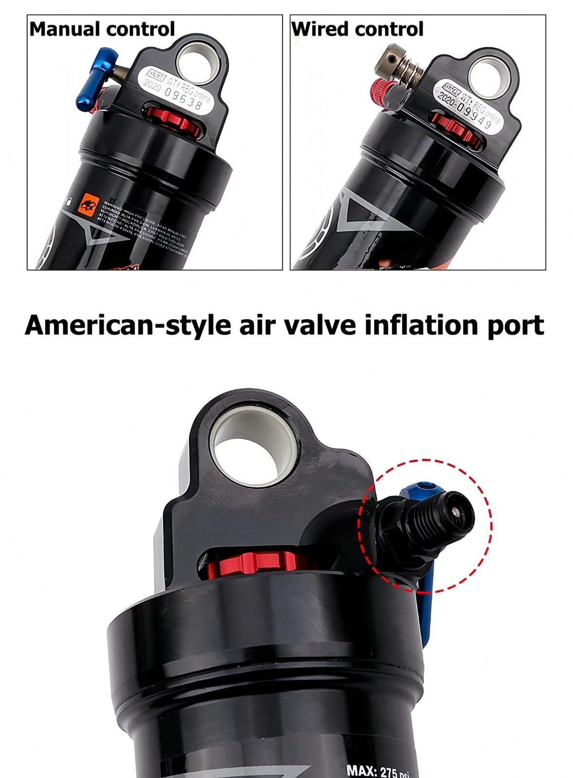 Ammortizzatore Per Bicicletta Mountain Bike Ammortizzatore Posteriore ad Aria 165 Mm 210 Mm Con Blocco Sospensione Per Bicicletta MTB Ammortizzatore ad Aria Sospensioni