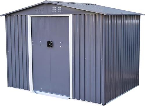 Miniatura 3 de Only choice Cobertizo de almacenamiento para exteriores de 6 x 8 pies, cobertizo de herramientas de metal, casa de almacenamiento resistente con