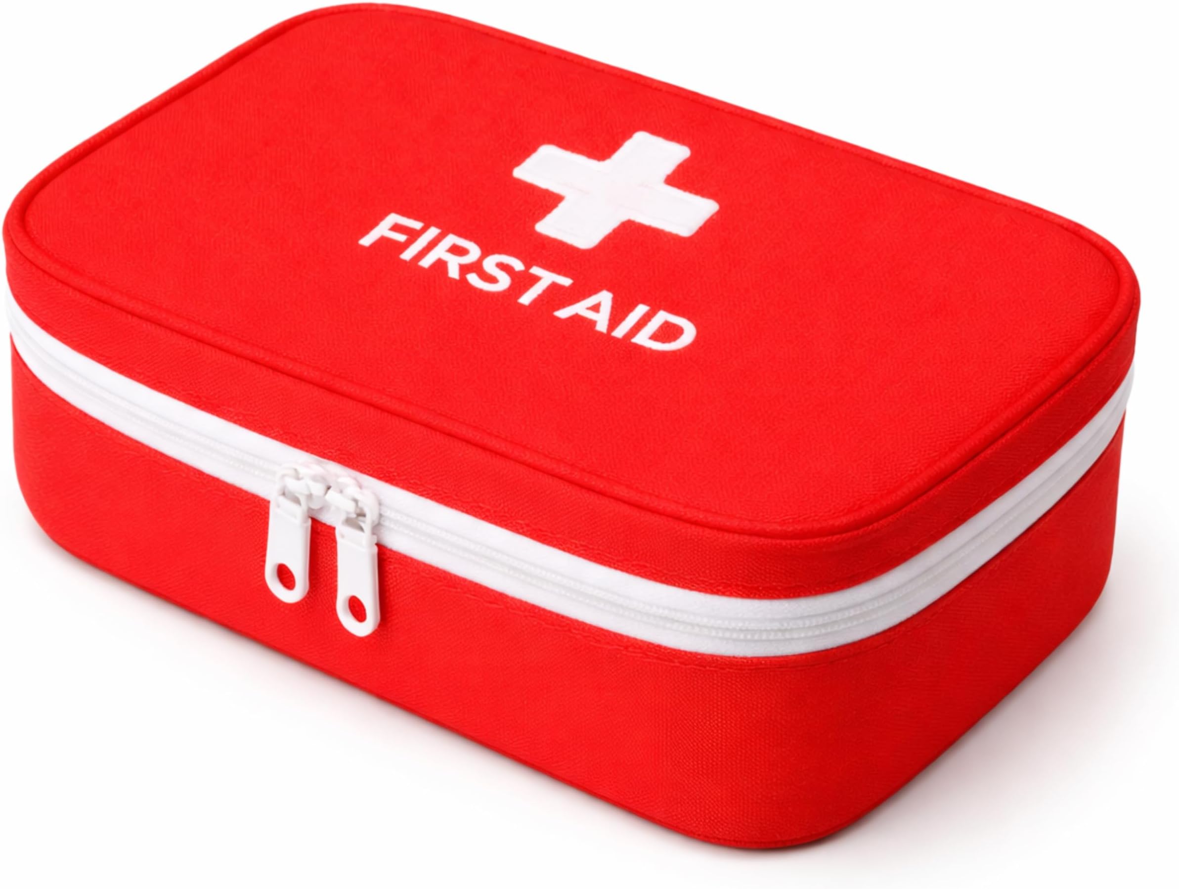 First Aid Kit Bag Portable Medicine Storage Box with Handle Multi-Utility Emergency Organizer with Mesh Pouch & Elastic Loops Spacious & Lightweight Ideal for Home, Travel, Camping & Car Red