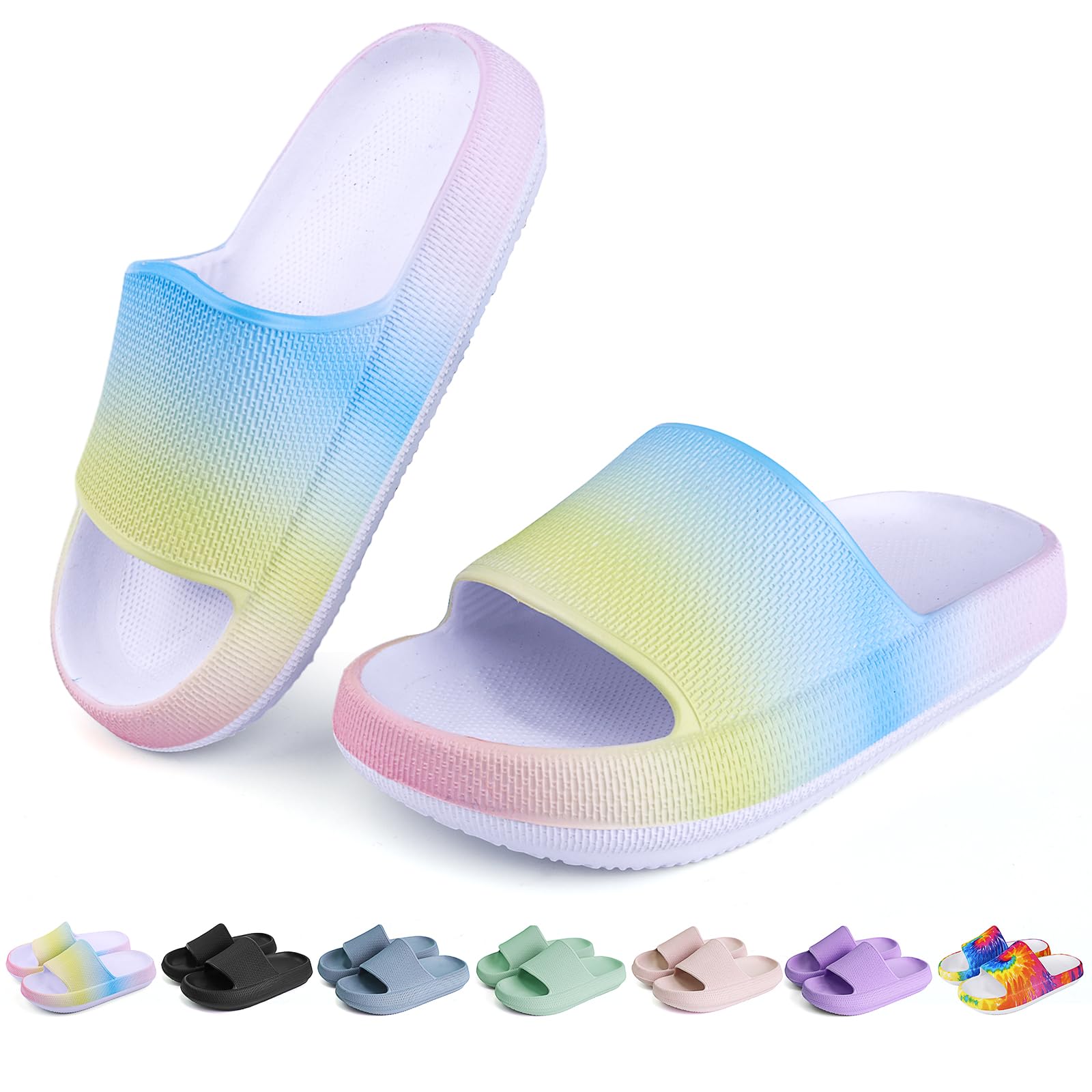 OUYADU Kids Cloud Slides Boys Girls Flip Flops Slip On Beach Sandals Youth Pool Shower Shoes EVA Summer Slippers（11 Little Kids - 6 Big Kids）
