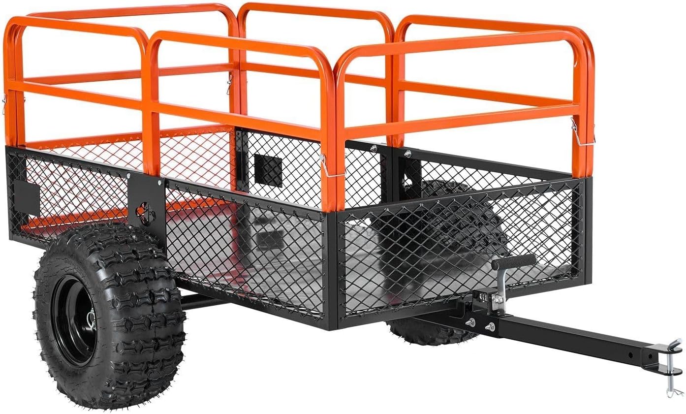 28 Cu. Ft. Heavy-Duty Steel Dump Trailer with 1800LB Capacity and 18" Pneumatic Tires, Removable Panel & Hand-Pull/Foot-Pedal Modes for Lawn Mower Tractor Garden Waste