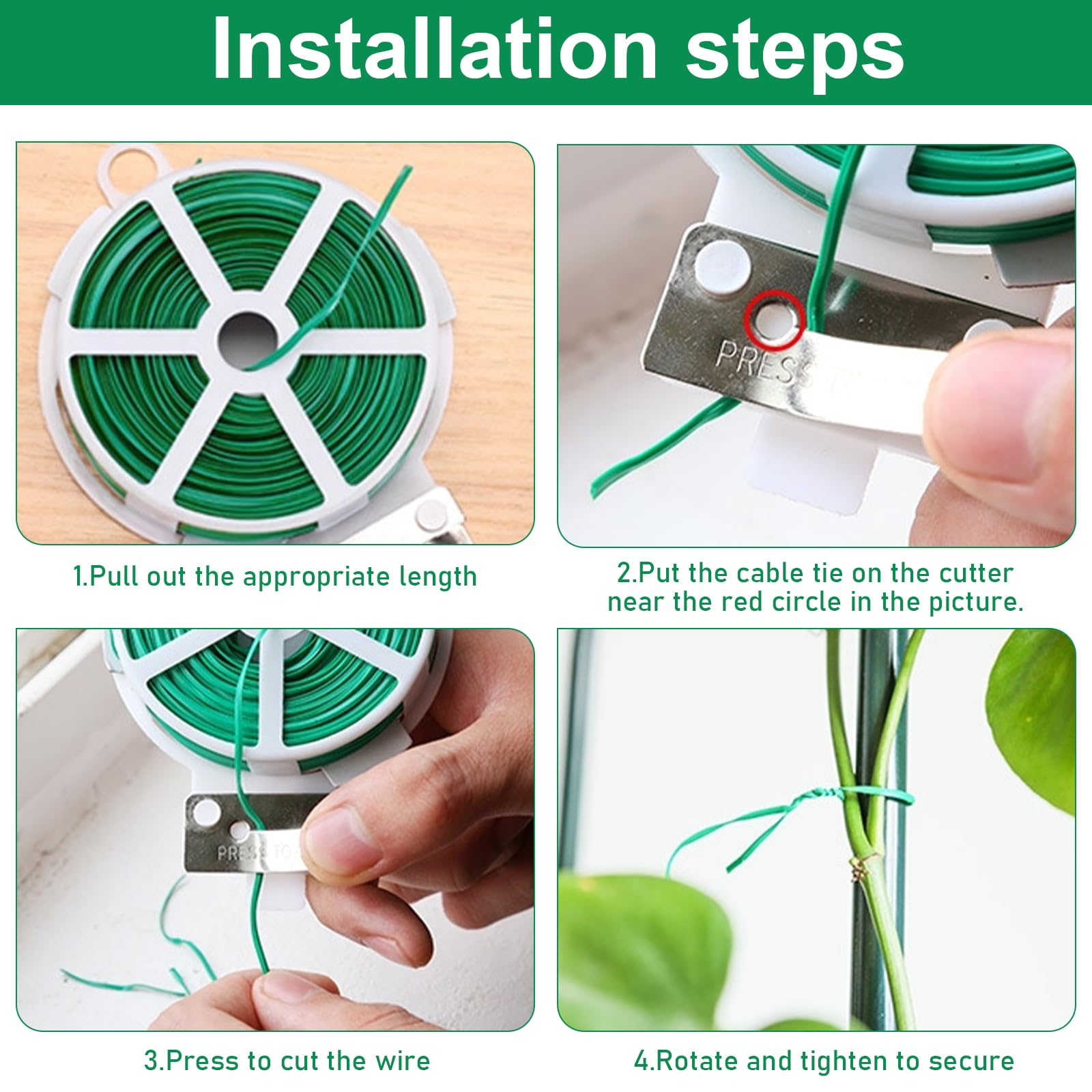 100m Laccetti In Ferro Plastificato Per Piante - Con Taglierino Integrato, Per Giardinaggio E Fai-Da-Te - Foto 5