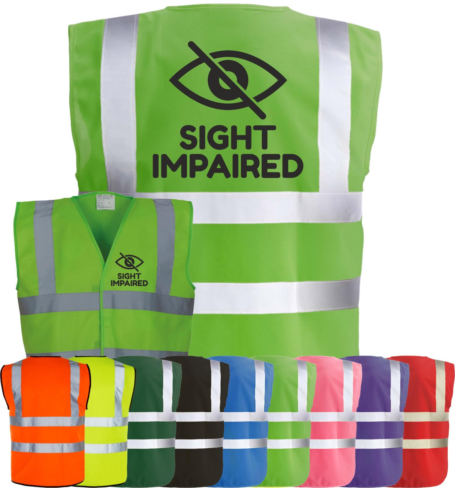 Corporate Togs Sight Impaired Blind Aid Printed Vest - Hi Vis Safety Vest, Waistcoat, High Visibility, Fastening Waistcoat | Protective Safety Wear