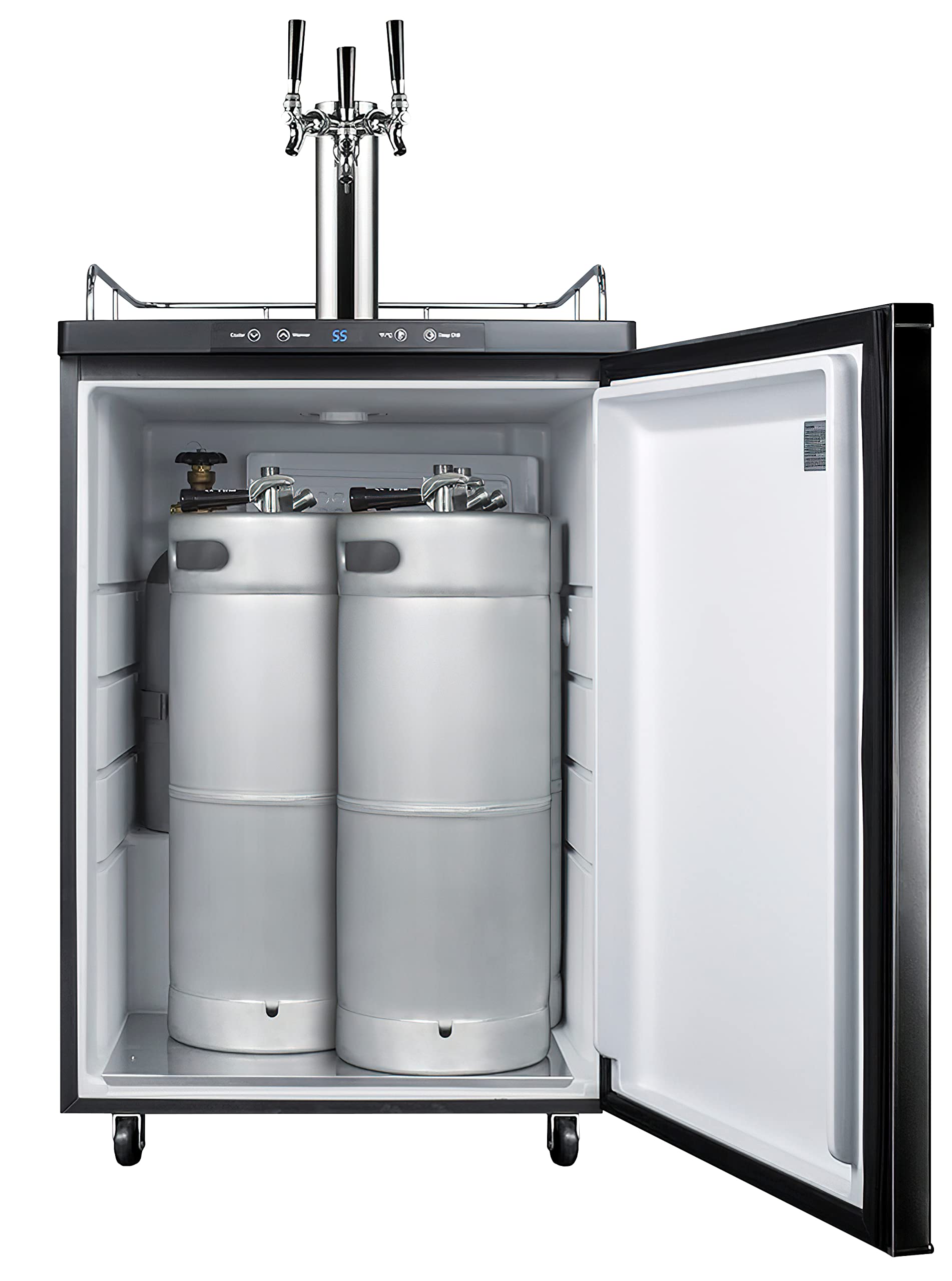 Summit Appliance Sbc635mtriple 24" Wide Kegerator, Black; Full-Sized Beer Dispenser; 5.6 Cu.Ft Capacity; Triple Tap System; Stainless Steel Floor Cover; Digital Thermostat; Automatic Defrost on Fridge.com - View 4