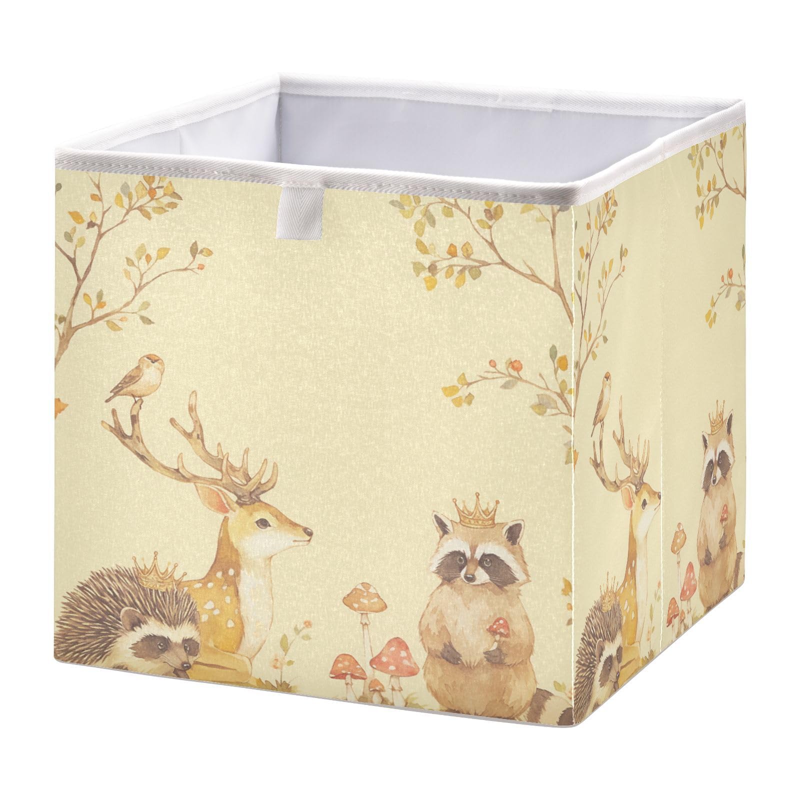Kigai Forest Animals Storage Cubes for Organizing 11x11 inch Foldable Fabric Storage Bin Closet Oagnizer Toy Box Holiday Decorative Basket for Nursery Bedroom Office