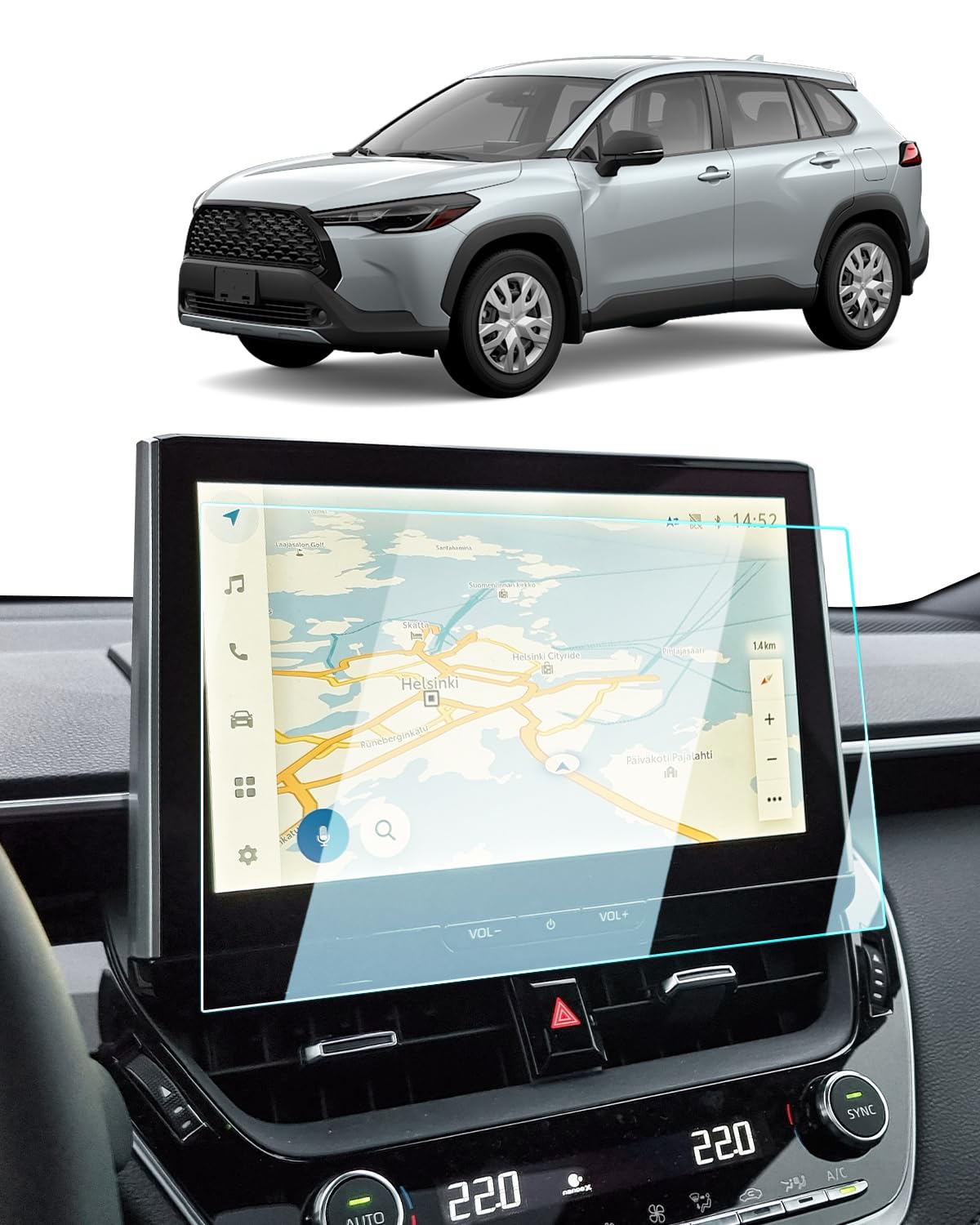 LANTU Serie HD 9H Pellicola Protettiva 10.5 Pollici per Toyota Corolla, Corolla Cross 2023-2025 Pellicola Protettiva Antigraffio Screen Protector