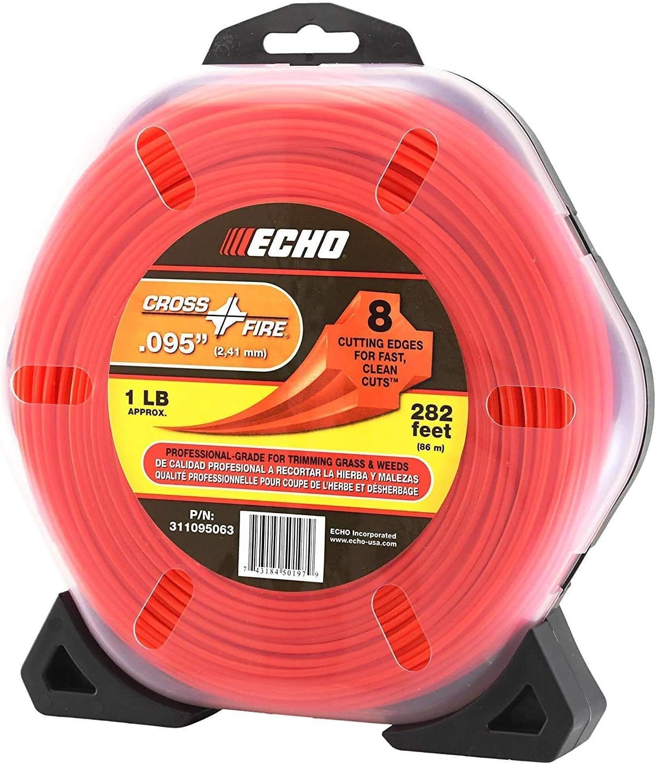 Echo 311095063 Cross-Fire Line 1 lb. Donut .095" diam, 282 ft / 86 m Professional Grade Trimmer Wire, Fits Outdoor Power Trimmers, for Medium to Heavy Grass and Weeds