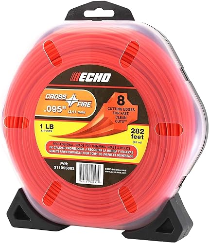 Echo 311095063 Cross-Fire Line 1 lb. Donut .095" diam, 282 ft / 86 m Professional Grade Trimmer Wire, Fits Outdoor Power Trimmers, for Medium to Heavy Grass and Weeds