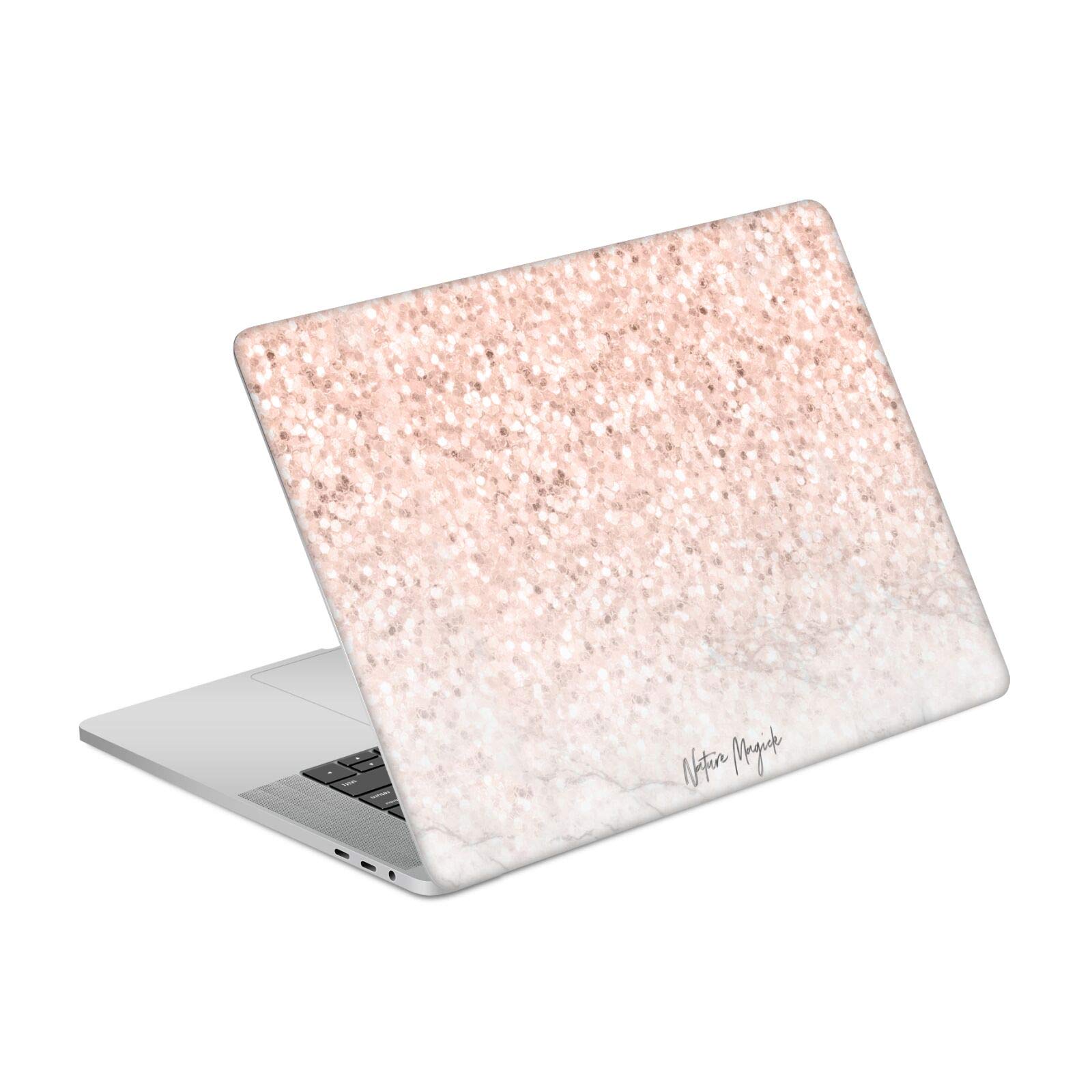 Skin vinyle or rose marbre pailleté compatible MacBook Pro 15.4