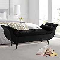 Vista 20 de Banco de almacenamiento al final de la cama para dormitorio, banco de almacenamiento de terciopelo tamaño King de 65" con 2 almohadas, banco sofá