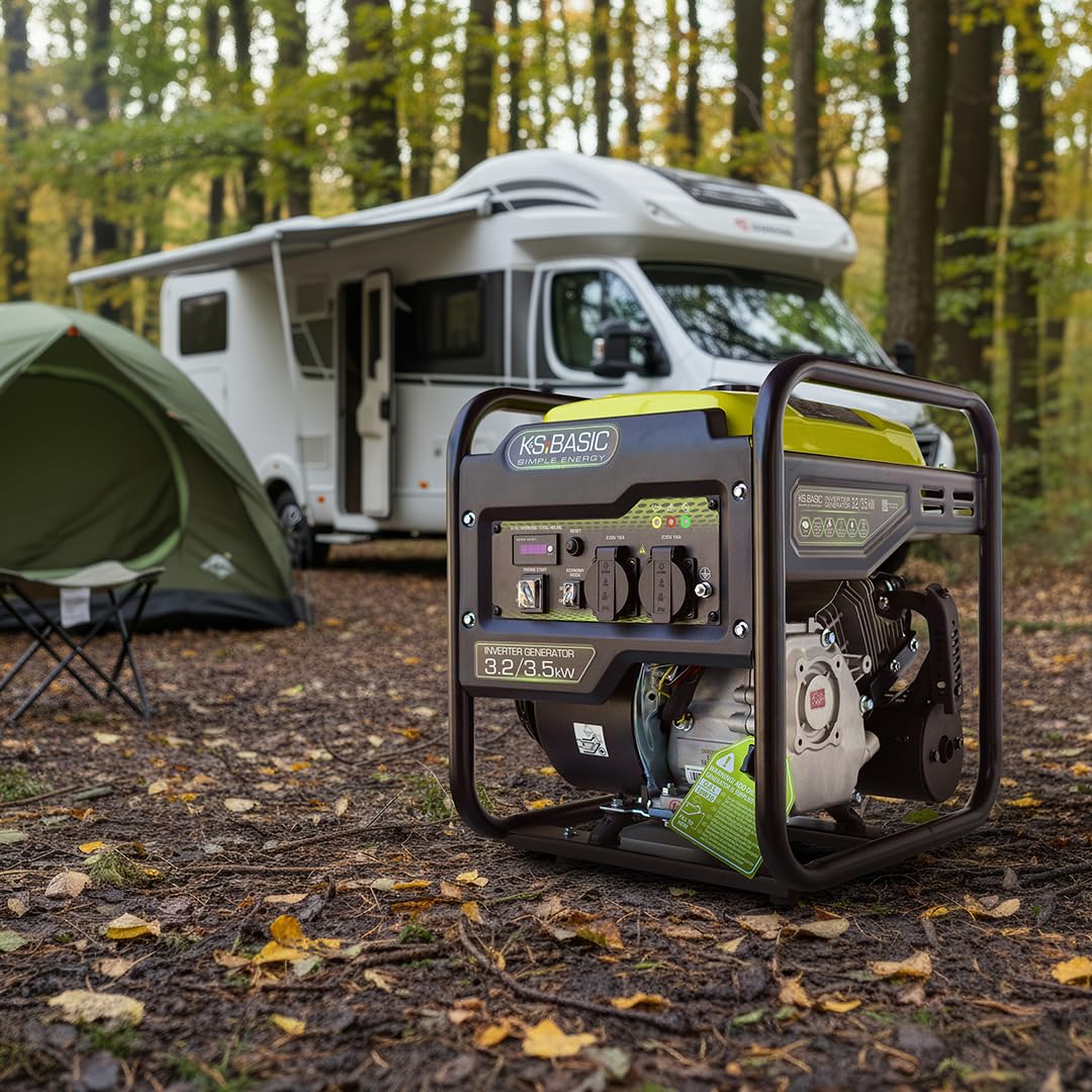 K&S BASIC KSB 35i Inverter-Generator 3,5 kW, stromerzeuger Inverter hat stabile Ausgangsspannung, EURO-5-Benzinmotor, notstromaggregat mit 100% Kupferwicklung, generator Inverter