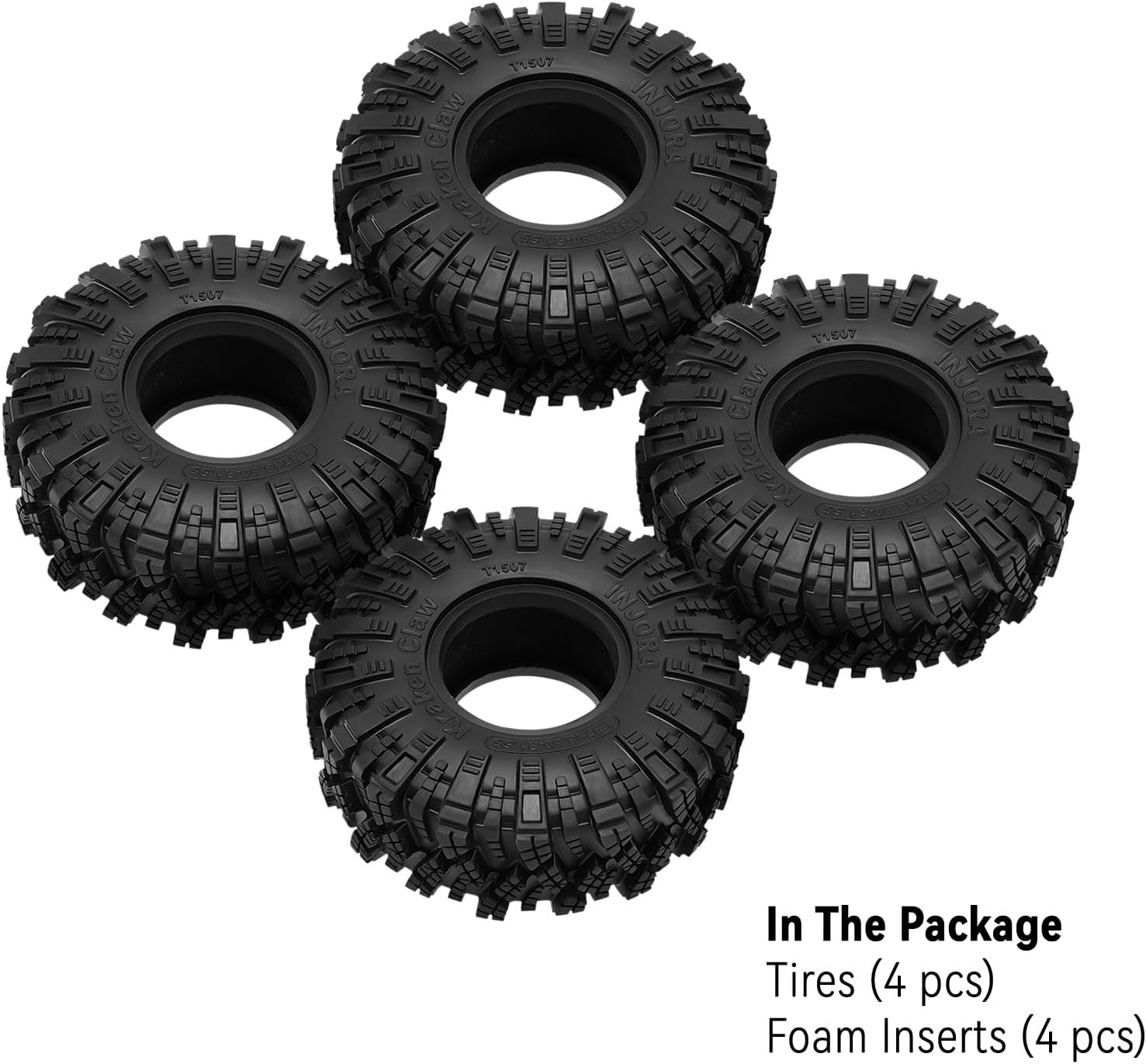 INJORA 1.55" Mud Terrain Tires - Kraken Claw Wheel Tires for Axial AX90069 UTB18 MST JIMNY RC Crawler Car(T1507)