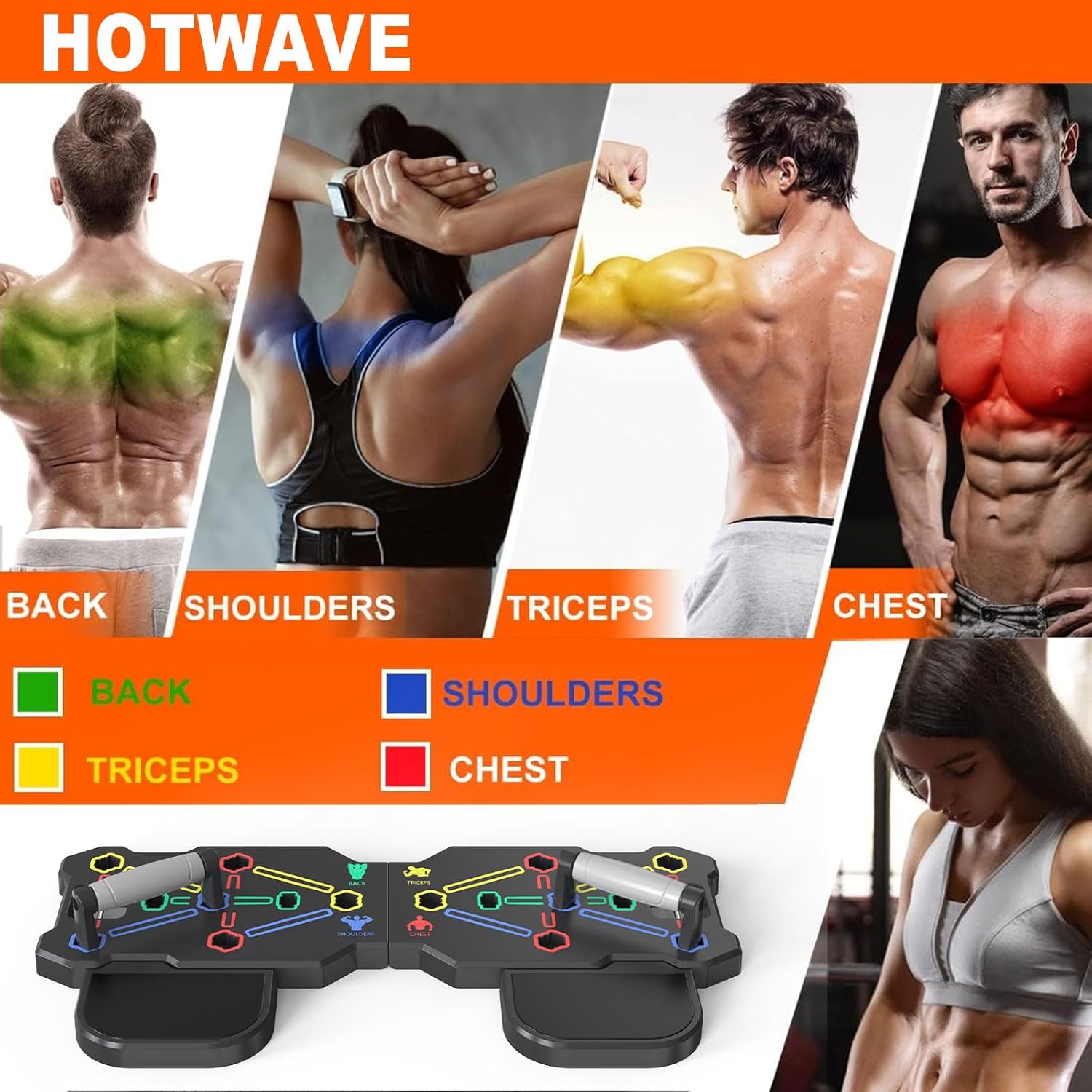 HOTWAVE Portable Workout Equipment with 20 Gym Accessories.Push Up Board &Plank Trainer,Resistance Bands with Ab Wheel,Exercise at Home For Men and Women