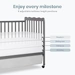 Dream On Me Carson Classique 3-in-1 Lit bébé convertible en gris d'acier, Fait de bois de pin durable, Finition non toxique, Livré avec roues verrouillables, Meubles de chambre de bébé en bois