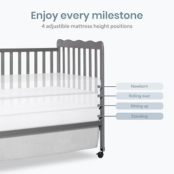 Dream On Me Full Size Carson 3-in-1 Convertible Baby Crib, Locking Wheels