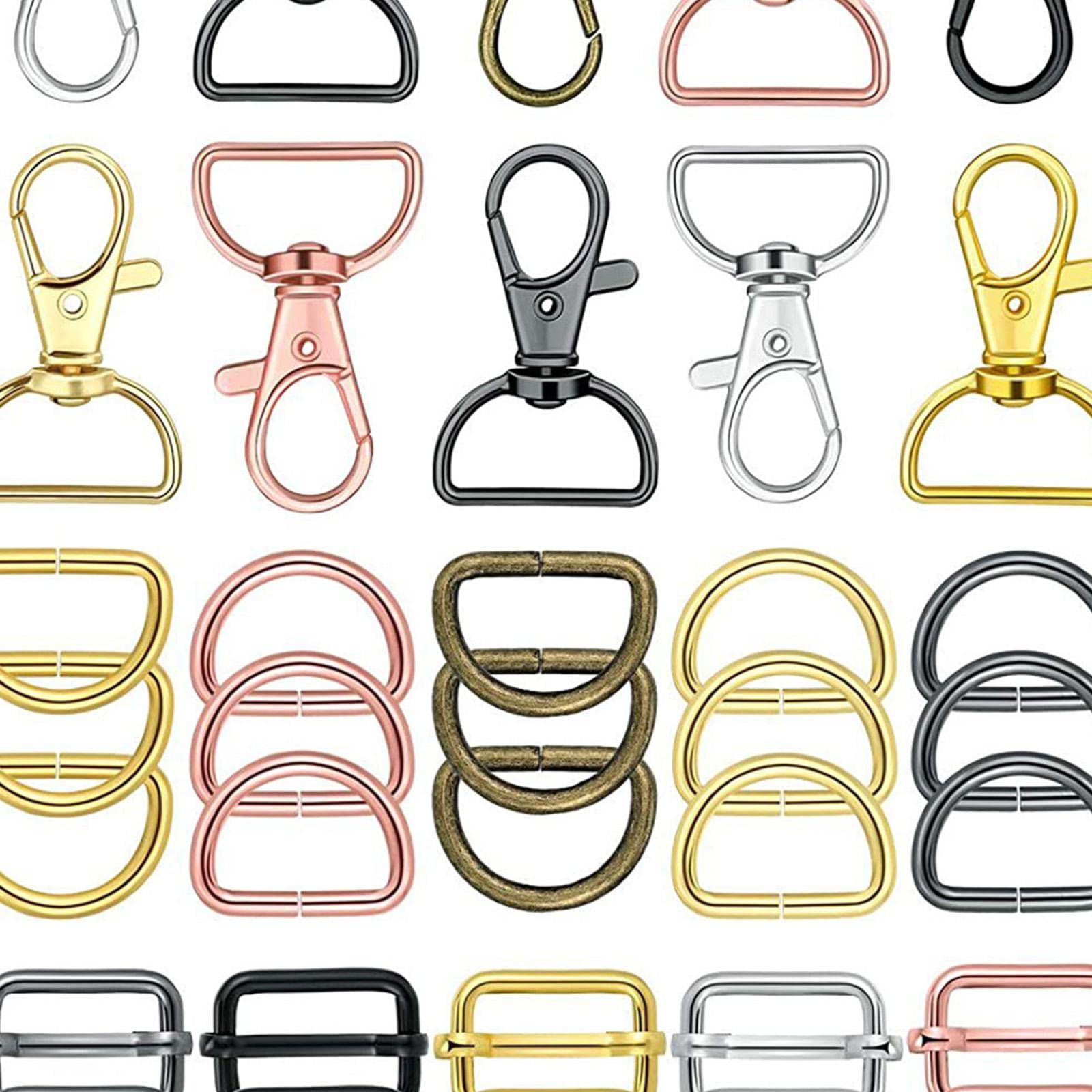 56 piezas de accesorios para bolso con anillos en D para hacer bolsas, costura, colores mixtos