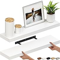 Vista 30 de Ballucci Estante flotante, estante de pared de madera de 36 pulgadas con soportes invisibles para baño, sala de estar, dormitorio, cocina, Negro