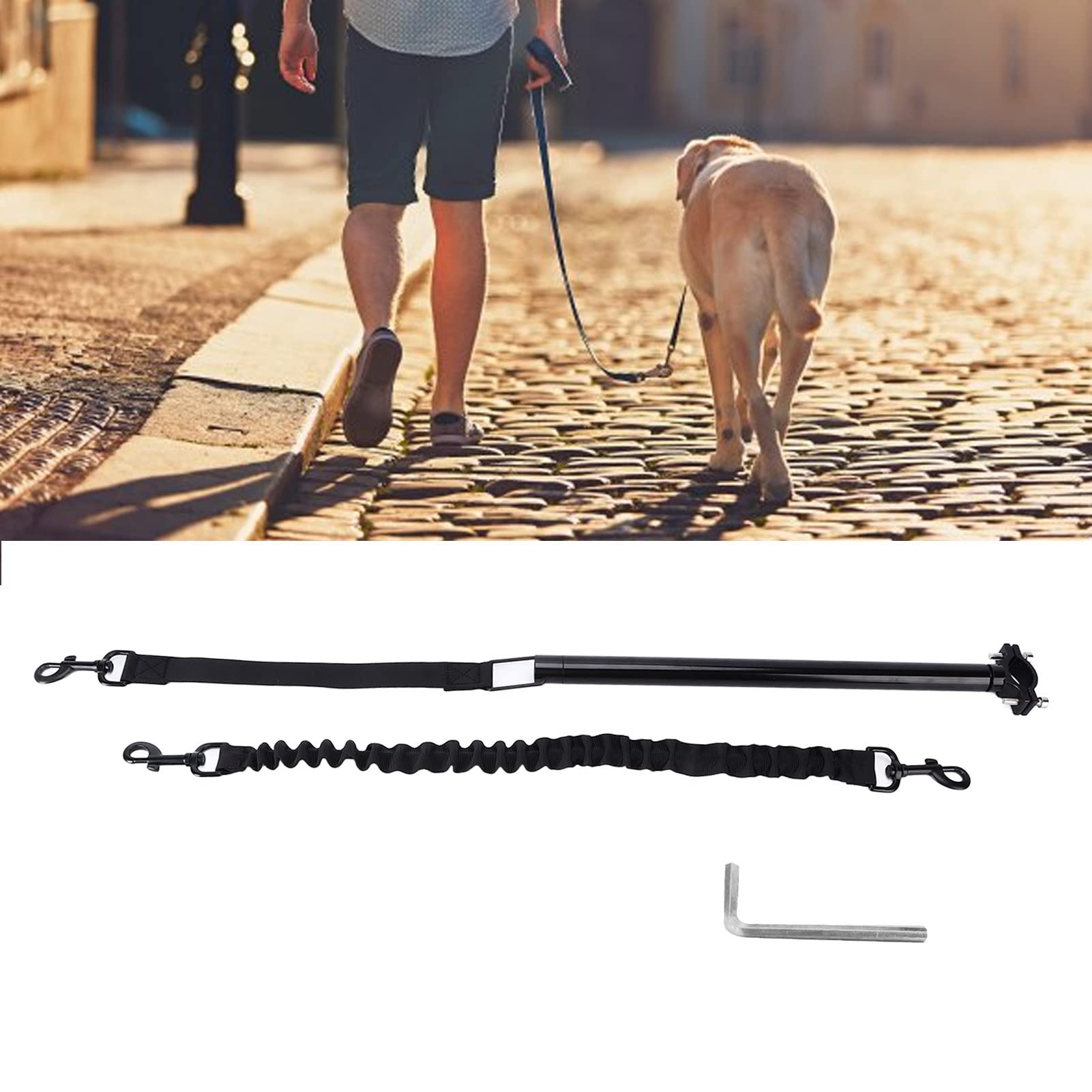 Guinzaglio per cani a mani libere Attacco per bici per cani addensato nero per allenamento, corsa, esercizio